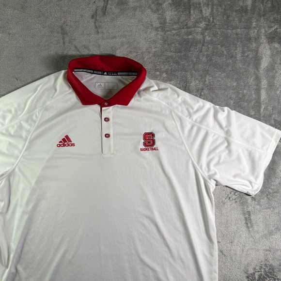Adidas NC State Wolfpack Basketball Polo Shirt ClimaChill White 2XL - Picture 1 of 9